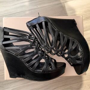BCBGeneration Black Wedge Sandals